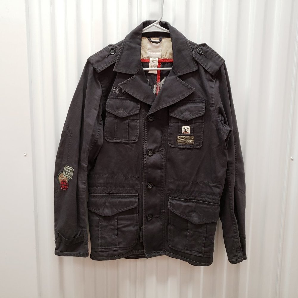 Diesel Denim Black Military Cargo Bike Jacket Sz S